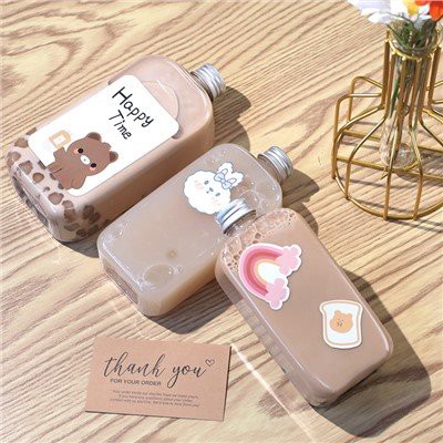 Square Plastic Milk Tea Bottle